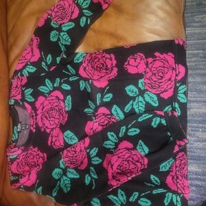 Du Jour Black and Pink Floral Sweater
